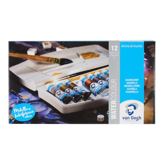 Van Gogh 10mL Metallic & Interference 12 Color Specialty Watercolor Plastic Pocket Box Set